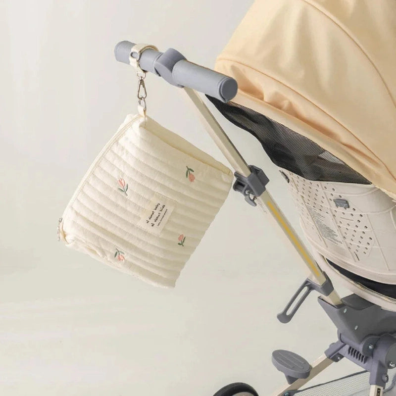 Quilted Stroller Diaper Bag Organizer - Compact & Neutral Baby Bag Teeny Pandas