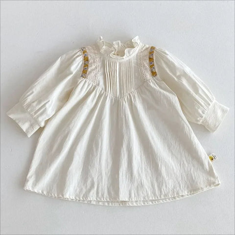 Girls Princess Lace Dress - Floral Embroidery Birthday Party Dress
