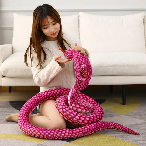 Simulated Colorful Cobra Plush Toy – Stuffed Snake Plushies