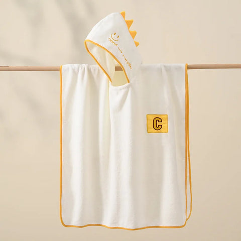Children's Hooded Dino Beach Towel - Coral Fleece Kids Bath Towel