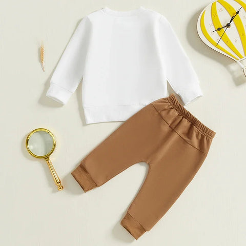 Toddler Baby Boys Letter Truck Print Long Sleeve Sweatshirt & Pants Set