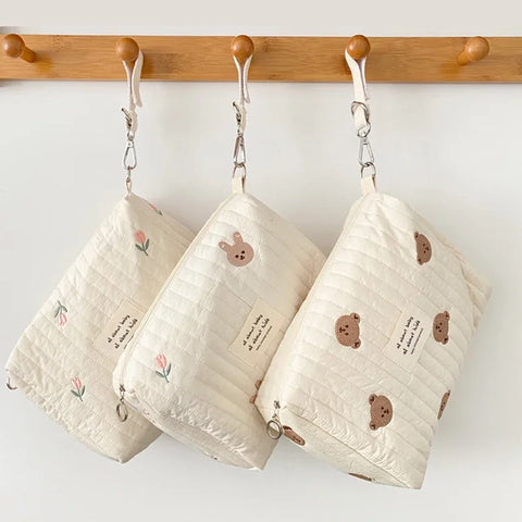 Quilted Stroller Diaper Bag Organizer - Compact & Neutral Baby Bag Teeny Pandas
