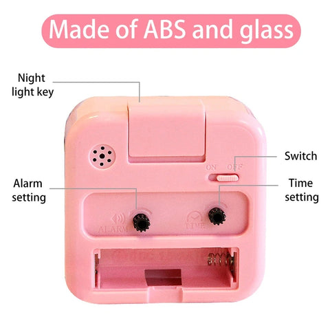 Square Analog Display Alarm Clock with Night Light
