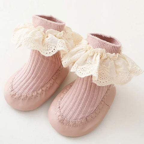 Baby Ruffle Socks with Rubber Soles - Soft, Stylish, Anti-Slip Baby Socks