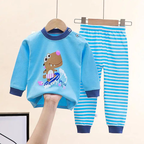 Cartoon Cotton Baby Boys Pajama Set - Autumn 2-Piece Home Clothes