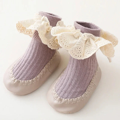 Baby Ruffle Socks with Rubber Soles - Soft, Stylish, Anti-Slip Baby Socks