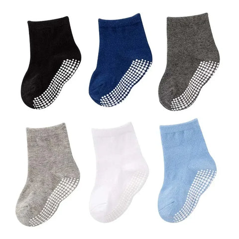 Six Pairs Spring and Autumn Anti-Slip Cotton Kids Socks