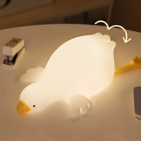 Cute Goose Silicone Nursery Night Light - Rechargeable with Touch Sensor