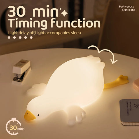 Cute Goose Silicone Nursery Night Light - Rechargeable with Touch Sensor