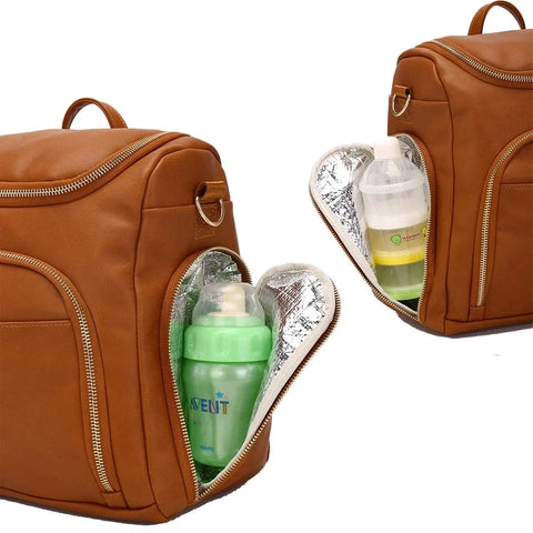PU Leather Nappy Backpack - With Changing Station Teeny Pandas