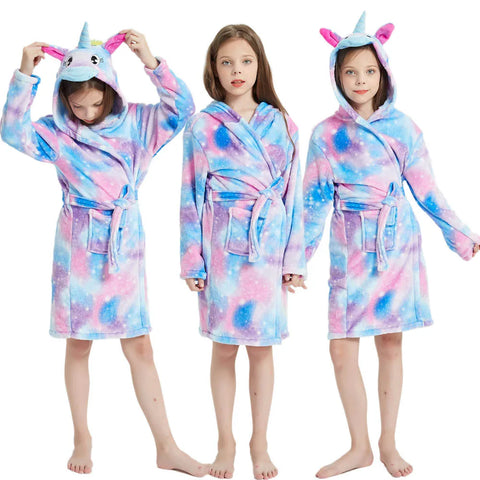 Kids Flannel Bathrobe for Girls – Cute Unicorn & Animal Themed Robe