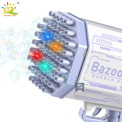 Bazooka Bubble Gun – 69-Hole Rocket Bubble Machine with Lights for Kids