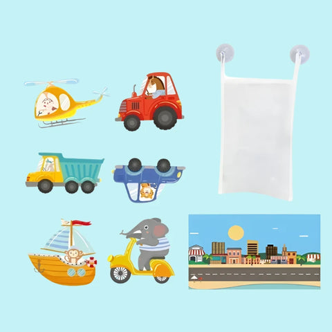 Baby Bath Puzzle Toy Set – Floating & Wall-Sticking