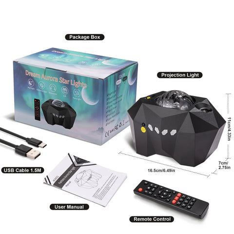 Star Lights Aurora Galaxy Moon Projector - With Romote Control!