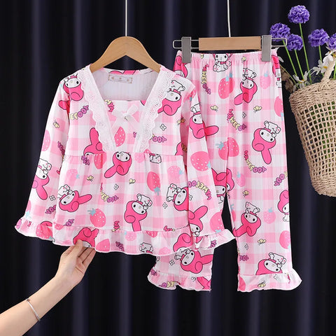 Girls Pajama Set – Cute Cartoon Sleepwear for Autumn and Winter