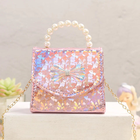 Sparkling Sequin Princess Handbag with Pearl Handle