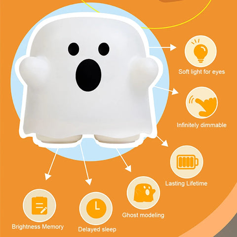 Adorable Boo Ghost Silicone Lamp - With Touch Sensor and Dimmable
