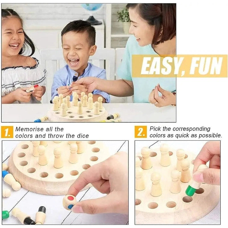 Montessori Memory Chess - Educational memory matching board game Teeny Pandas