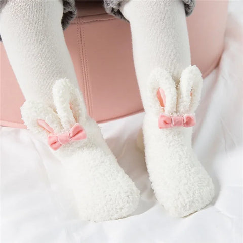 Coral Fleece Newborn Baby Girls Socks – Soft Cute Rabbit Winter Infant Socks