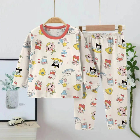 Anime Print Pajama Set – Comfortable Daily Casual Nightwear for Boys and Girls
