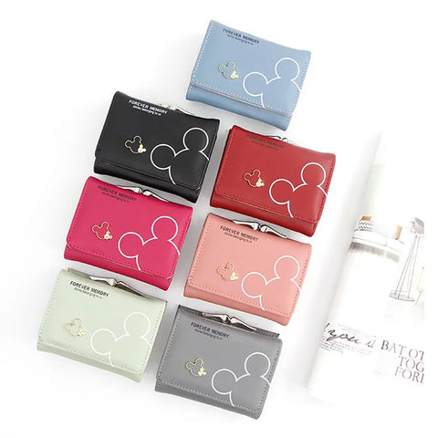 Cartoon Mouse PU Leather Wallet – Mini Short Coin Purse with Card and Photo Slot