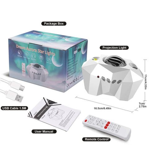 Star Lights Aurora Galaxy Moon Projector - With Romote Control!