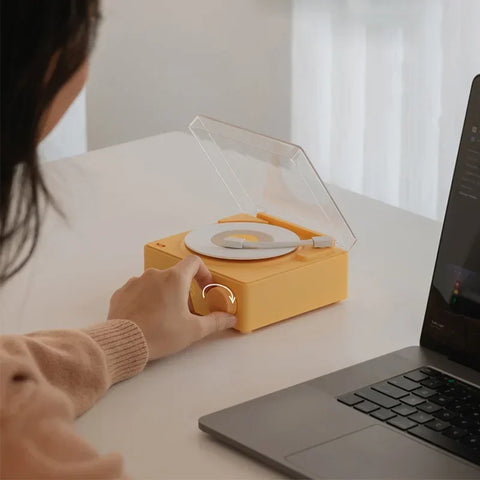 Retro Vinyl Bluetooth Speaker & Alarm Clock for Kids