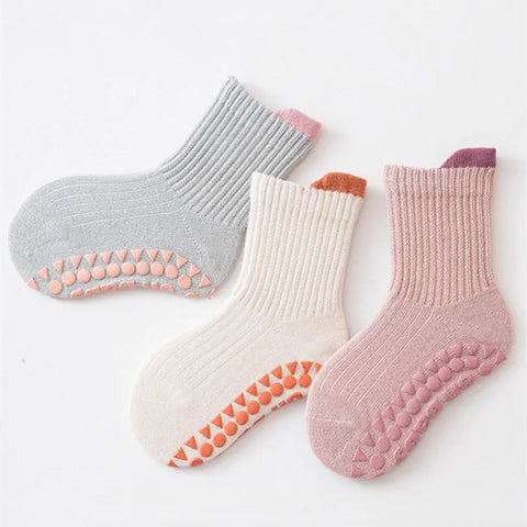 Three Pairs Baby Anti-Slip Socks for Boys and Girls
