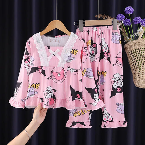 Girls Pajama Set – Cute Cartoon Sleepwear for Autumn and Winter