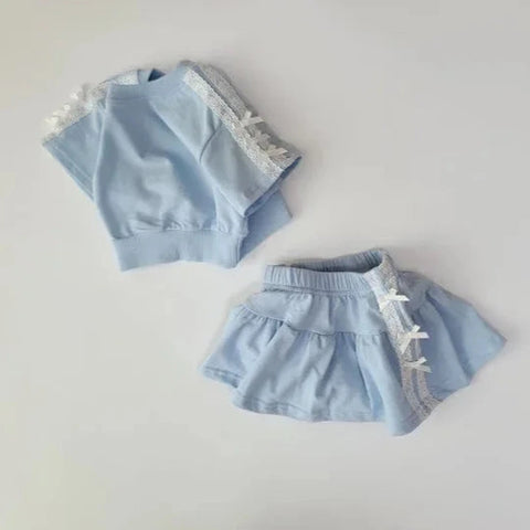 Baby Girls Lace T-Shirt & Skirt Set – Fashionable Kids Summer Two-Piece Outfit