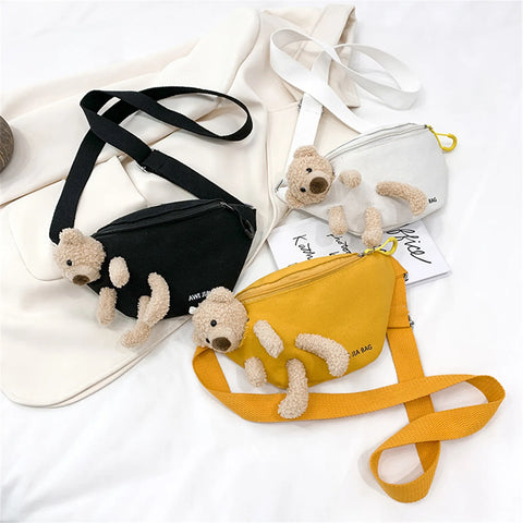 Kids Cartoon Bear Crossbody Waist Bag – Plush Chest Pack for Boys and Girls