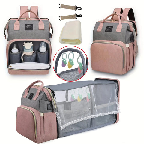 Nappy Bag Backpack with Changing Pad, Mosquito Net & USB Charging Port