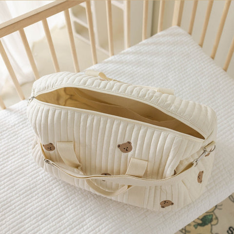 Embroidered Handheld Shoulder Bag – Cute Cartoon Large Capacity Mommy Bag for Parent and Child