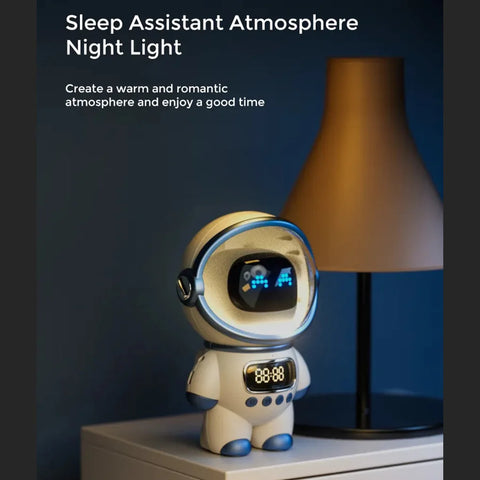 Astronaut Styling Wireless Smart Alarm Clock - With Speaker & Night Light