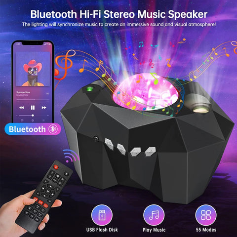 Star Lights Aurora Galaxy Moon Projector - With Romote Control!