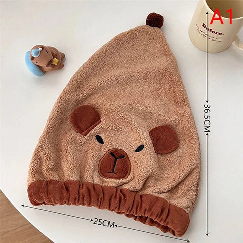 Capybara Hair Towel Hat- Quick-Drying and Easy to Use! Teeny Pandas