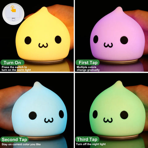 Mini Cute Water Drops Baby Night Light – 7 Color Touch Control