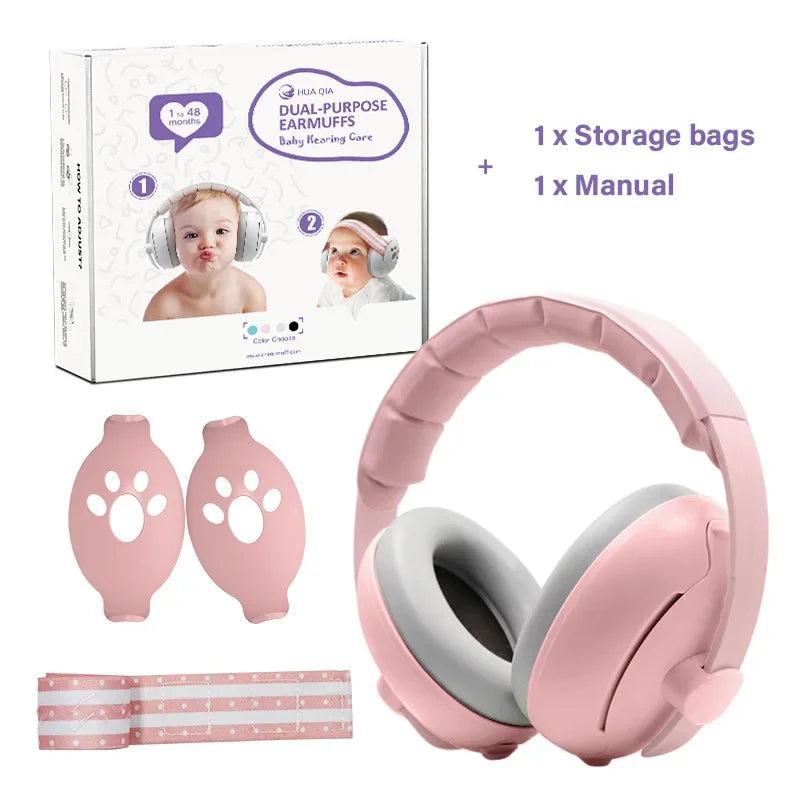 2 in 1 Infant and Toddler Noise Cancelling Headphones - For Soundproof Earmuffs Teeny Pandas