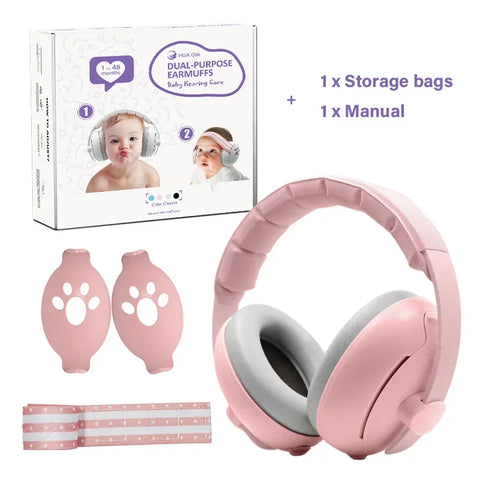 2 in 1 Infant and Toddler Noise Cancelling Headphones - For Soundproof Earmuffs Teeny Pandas