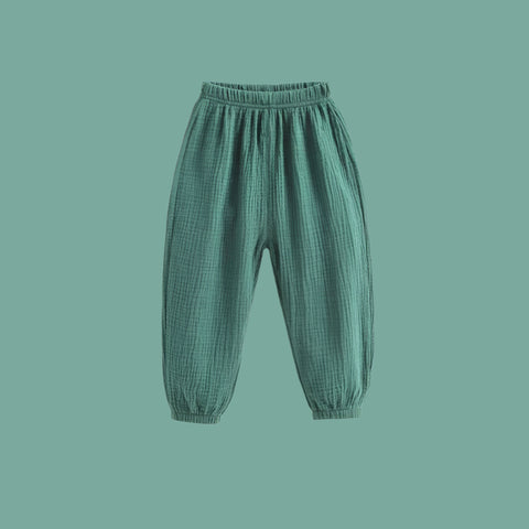 Summer Kids Cotton Linen Pleated Pants – Stylish & Comfortable Harem Trousers