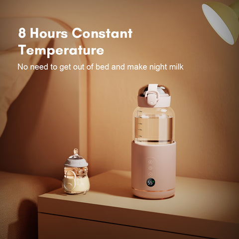 Wireless Electric Baby Bottle Heater with USB Rechargeable Temperature Control & Display
