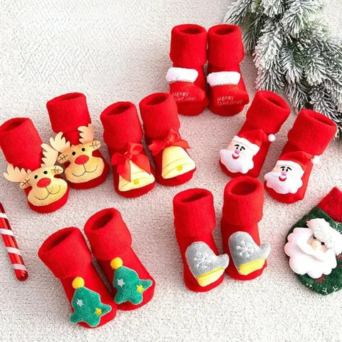 Baby Christmas Socks for Newborns – Cute Non-Slip Winter Cotton Socks for Infants