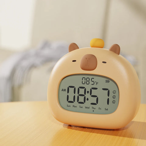 Cute Capybara Kids LED Alarm Clock -With Sleep Trainer & Temperature Display