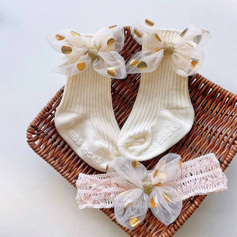 Baby Bow Headband & Socks Set – Soft and Cute Toddler Accessories