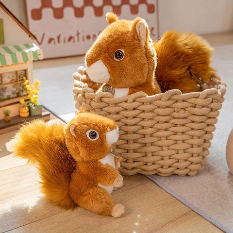 Adorable Furry Hair Big Tail Squirrel and Raccoon Plush Toy – Realistic Soft Stuffed Animal Doll