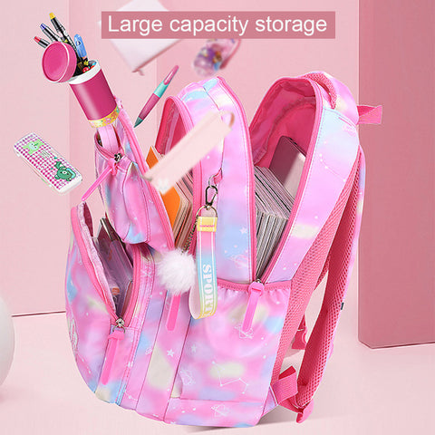 Pink Gradient School Backpack for Girls