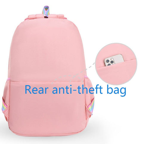 Kids Backpacks for Girls – Macaron Color School Bag with Rainbow Pendant