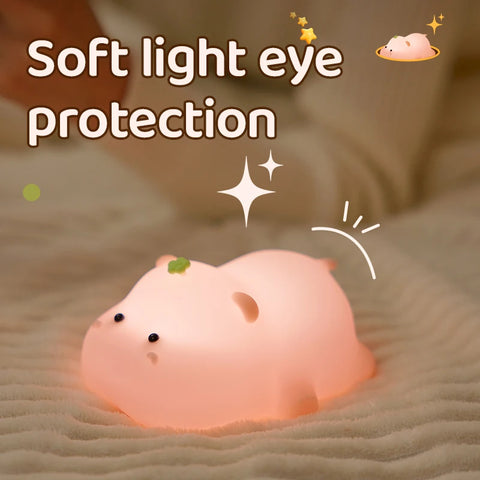 Pink Hippo Night Light – Cute Silicone Lamp for Kids