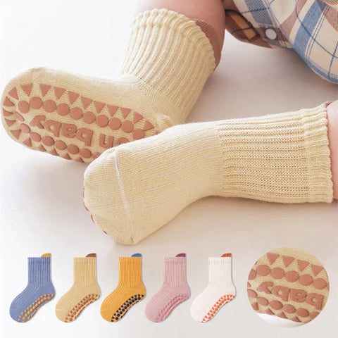Three Pairs Baby Anti-Slip Socks for Boys and Girls