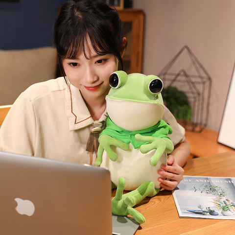 Kawaii Cloak Frog Plush Toy – Soft Stuffed Animal Hug Pillow
